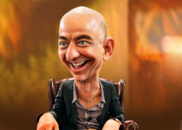 Cartoon caricature of Jeff Bezos
