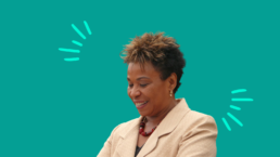 Barbara Lee against a green background