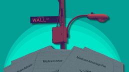 Medicare Advantage forms under wall street sign