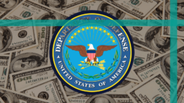 The Department of Defense seal appears against a background of money
