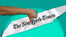 thumbs down over new york times logo