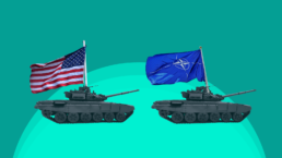 tanks with US and NATO flags