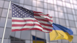 USA and Ukrainian flags