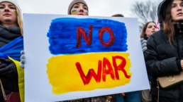 no war sign protesting russian invasion of ukraine