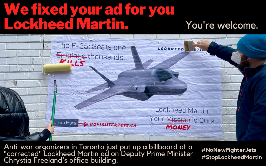 lockheed martin ad edited by anti war organizers