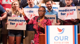 Columbia, South Carolina USA - October 20, 2018: Nina Turner speaks to S.C. progressives during an open to the public health care rally organized by political organization 
