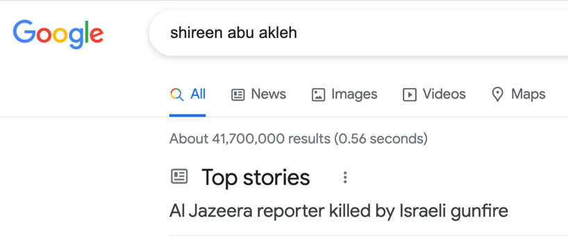 google search for shireen abu akleh