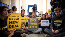 undreds of young people occupy Representative offices to pressure the new Congress to support a committee for a Green New Deal.