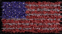 usa flag made of bullets