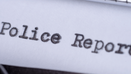 police crime report on typewriter