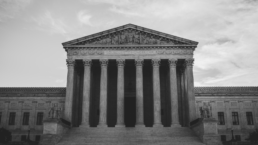 The Supreme Court in grayscale, looks ominous
