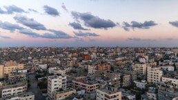 Overhead shot of Gaza City at sunset