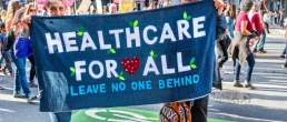 Participants to the Women's March event carry