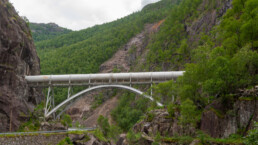 A pipeline crosses over two hillsides in appalachia