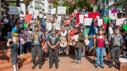 Standing Rock Solidarity Rally, in protest to the Access Oil Pipe line in North Dakota at Pioneer Square in downtown Portland, Oregon.