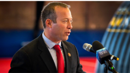 U.S. Rep. Josh Gottheimer of New Jersey addresses Soldiers, family, friends, elected officials, and the New Jersey National Guard