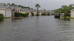 Flooded homes with storm surge