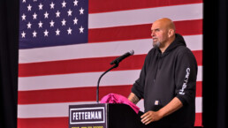 John Fetterman, Democratic candidate for US Senate rallies for a packed crowed of supporters at Montgomery County Community College.