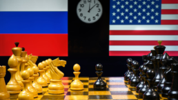 russia usa chess match with clock ticking