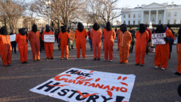 Witness Against Torture activists demonstrating at the White House calling for the closing of the Guantánamo Bay detention camp on the 17th anniversary of its opening.