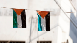 little Palestine flags hanging on a line