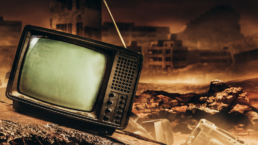 old television in a nuclear wasteland