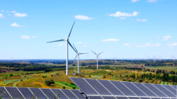 windmills and solar panels green energy power