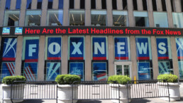 Fox News Channel at the News Corporation headquarters building in New York City. News Corporation is an American diversified multinational mass media corporation