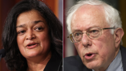 Jayapal and Bernie Sanders