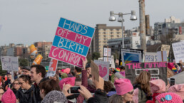 Seattle, Washington January 19th 2019 the Women's March protest people and signs, hands off my birth control.
