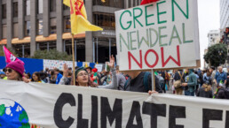 San Francisco, USA - December 06, 2019, a youth rally in support of a new green agreement in the city of San Francisco, USA.