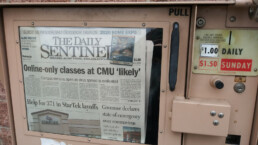 A local newspaper with information about the corona virus and university