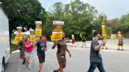 UPS teamsters practice for an impending strike
