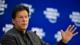 Imran Khan speaks at an event