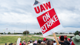 UAW on strike rally sign