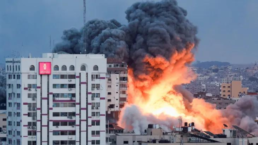 israel levels resedential tower in Gaza