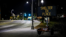 shelter in place road sign in Maine after mass shooting