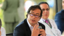 gustavo petro speaks at a conference
