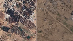 Satellite photos from 2022 and this year show the destruction of a town east of Deir al-Balah in Gaza.