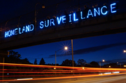 homeland surveilance lights on bridge