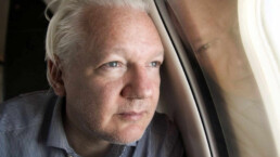 photo: Assange on his flight to freedom from London. WikiLeaks via X.
