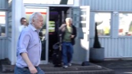 Wikileaks founder Julian Assange walking to board a plane from London Stansted Airport on June 24, 2024. Julian Assange 