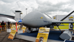 a drone on show at an elbit systems weapons fair