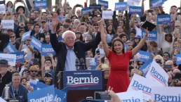 aoc and bernie stand together