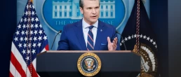 January 30 2025: Pete Hegseth, Defense Secretary, speaks at a White House press briefing after a Black Hawk helicopter collided with American Airlines flight 5342 by DCA airport