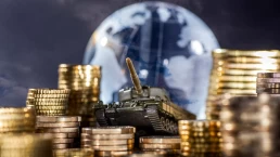 Stacks,Of,Money,And,A,Tank,In,Front,Of,A