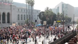 protestors in la in front of city hall