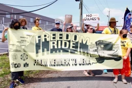 activists with freedom ride banner