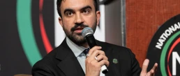 New York, NY - April 3, 2025: Assemblymember Zohran Mamdani speaks at the city mayoral candidates forum held by Reverend Al Sharpton at 2025 annual NAN Convention at Sheraton Times Square