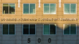 WASHINGTON - April 6 2019: The sun sets upon the United States Immigration and Customs Enforcement (ICE) Headquarters.